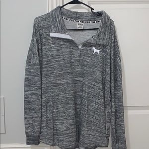 Grey Button up PINK crewneck